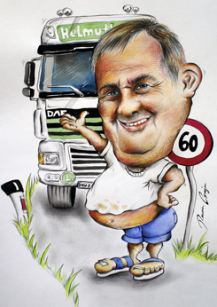 Der HARLEY DAVIDSON - Fahrer Karikatur von Rainer M. Osinger